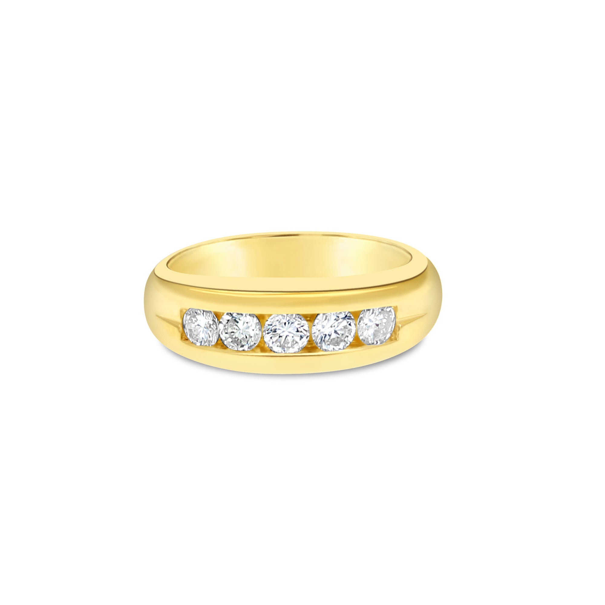 14K Yellow Gold Men's Diamond Wedding Band - 0.82 Carat Total Weight, Classic Comfort Fit Ring for Engagement, Anniversary & Special Occasions