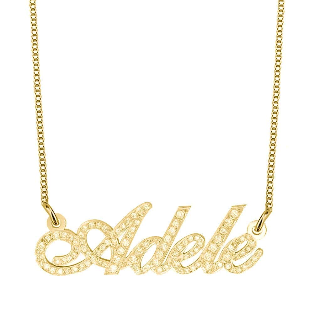 Custom Name Necklace for Women - Personalized Sparkling CZ Diamond Cut Pendant with Any Name - Perfect for Birthdays, Anniversaries & Special Gifts