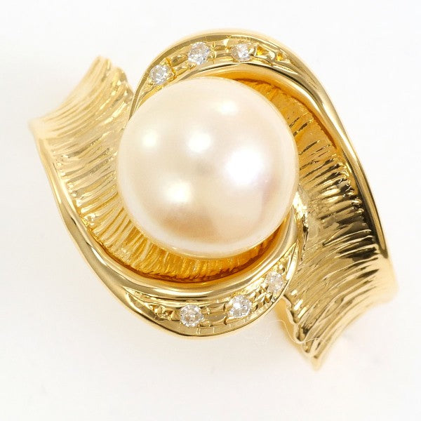 18K Yellow Gold Pearl Diamond Ring for Women - Elegant Bridal Jewelry, Wedding & Engagement Gift - Perfect for Anniversaries, Proposals & Special Occasions