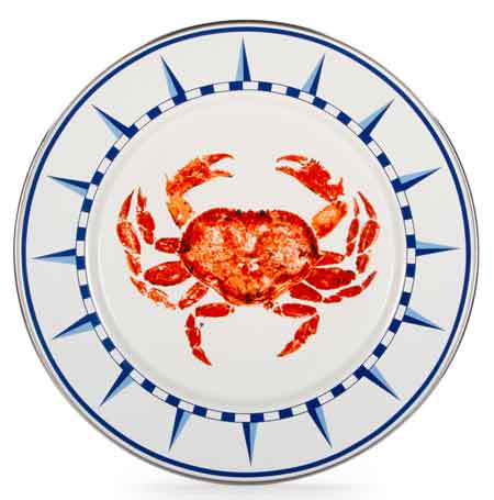 Premium Crab House Enamelware Dinner Plates - 10.5 Inch Set of 4 - Durable & Stylish for Seafood Restaurants, Picnics, and Rustic Home Dining