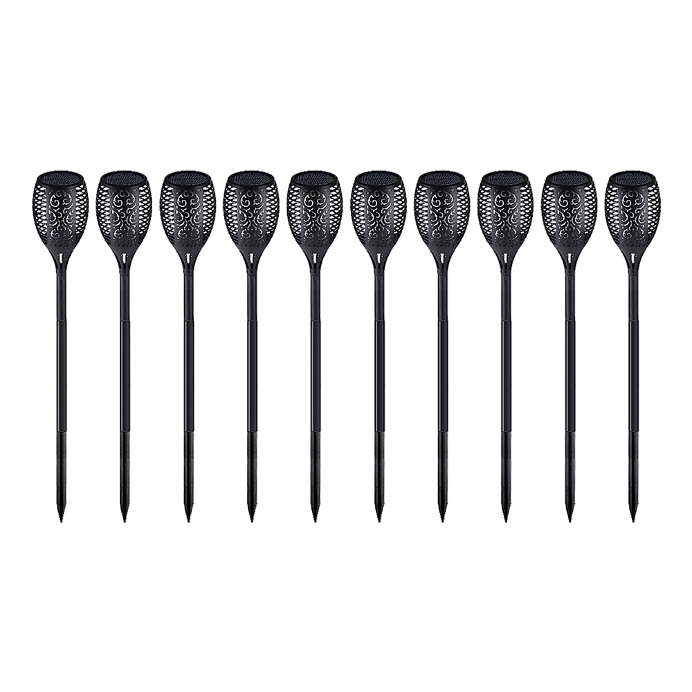 10 Pack Solar Torch Lights - 96 LED Flickering Flame Outdoor Garden Lights for Patio, Yard, Pathway & Landscape Decoration | Waterproof & Weather Resistant Solar Powered Dancing Flame Lights