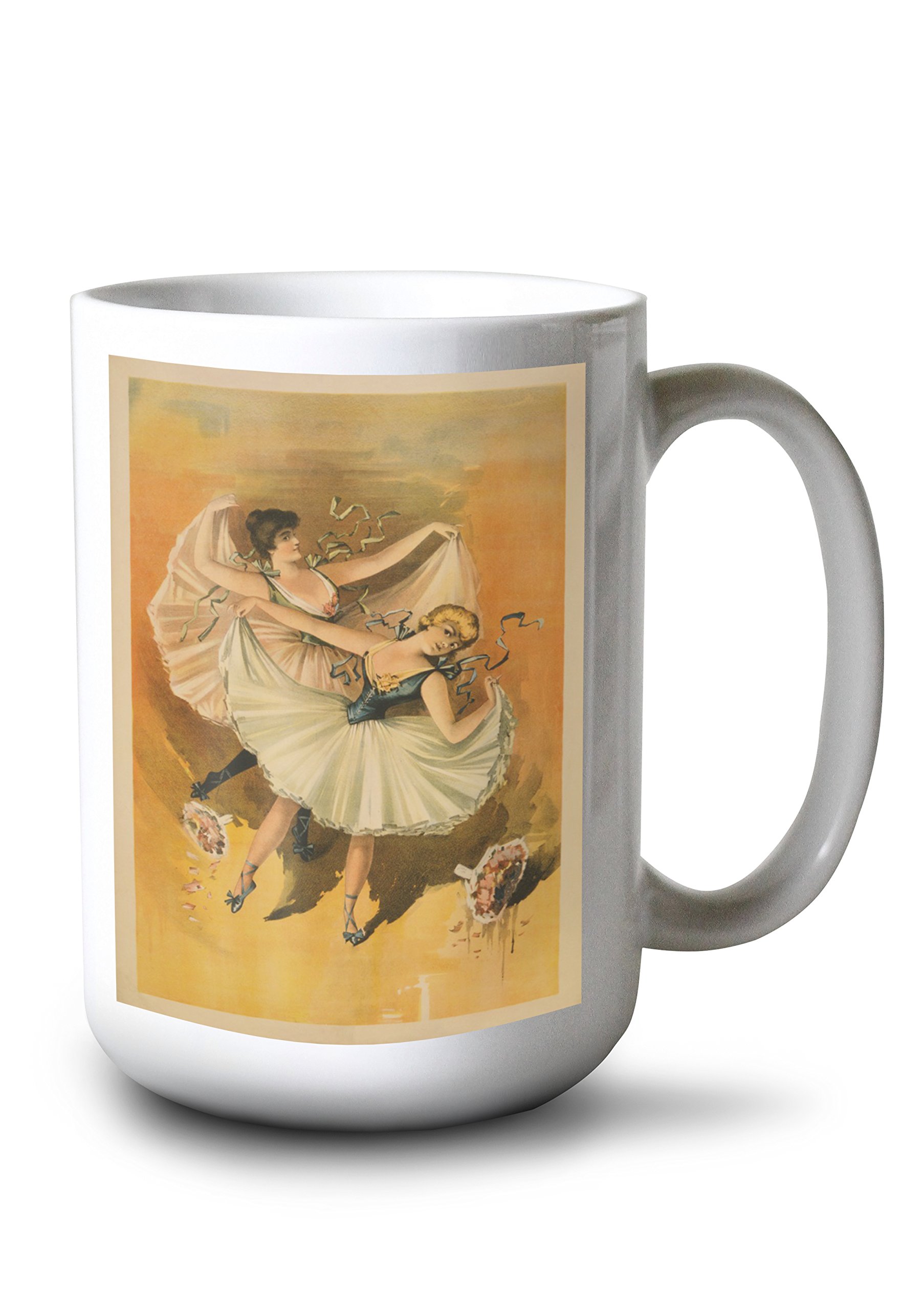 Two Ballerinas Theatrical Poster Design - 15oz White Ceramic Coffee Mug & Tea Cup | Dishwasher & Microwave Safe | Perfect for Ballet Lovers, Home Decor & Gift Giving