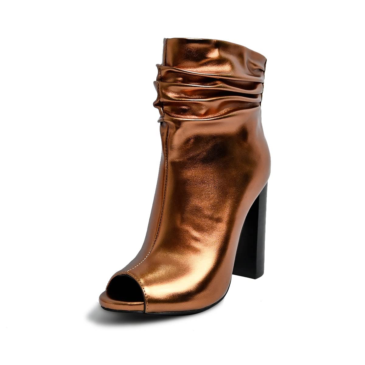 FSJ Women's Stylish Peep Toe Slouch Ankle Boots with Chunky Stacked Heels - Comfortable Dress Shoes for Party, Prom, Evening & Wedding (US Size 4-15) | Perfect for Night Out, Date Night & Special Occasions