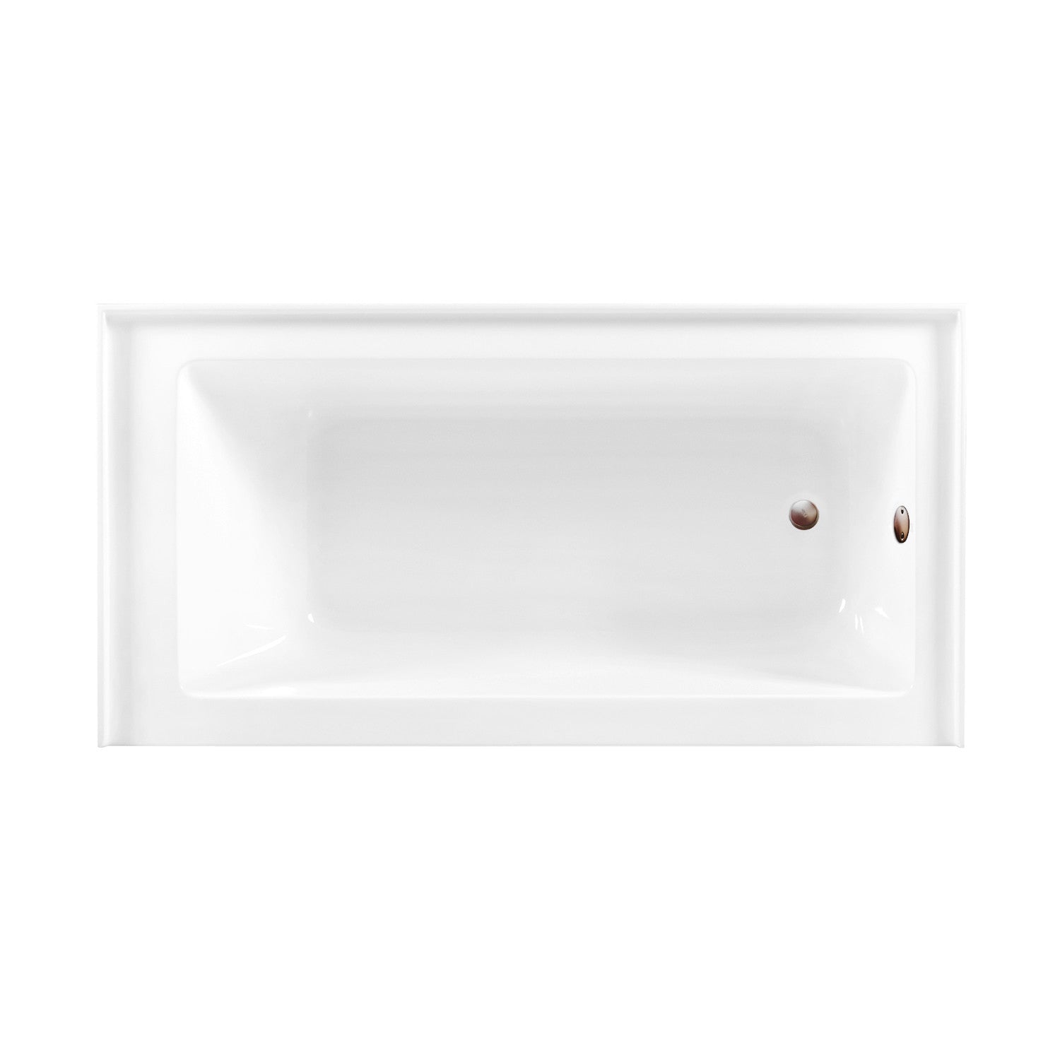 Aqua Eden 66 Inch Acrylic Rectangular 3 Wall Alcove Bathtub Combo with Waste & Overflow Drain - Right Hand Drain, Glossy White/Oil Rubbed Bronze - Perfect for Modern Bathroom Renovations and Spa-Like Retreats