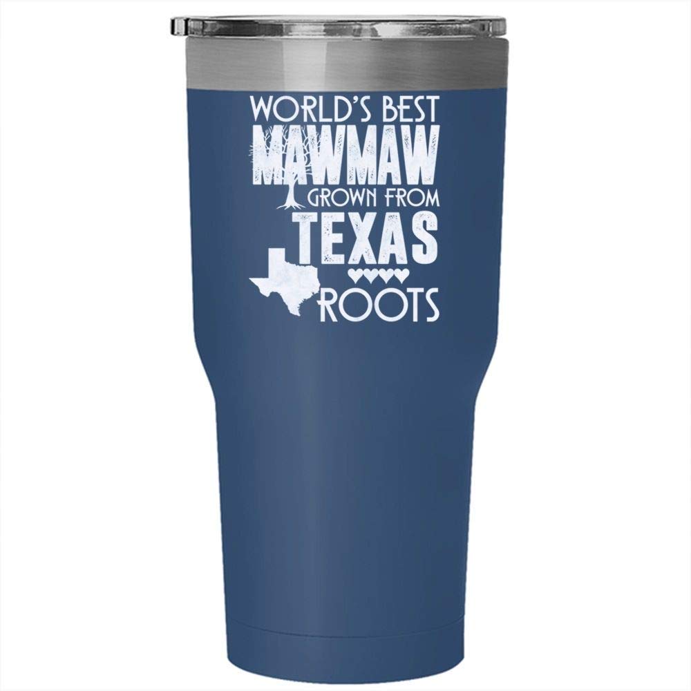 30oz Stainless Steel Texas Roots Tumbler - Best Insulated Travel Mug for Moms, Outdoor Adventures & Perfect Gift (Blue) | Great for Coffee, Hiking & Commuting
