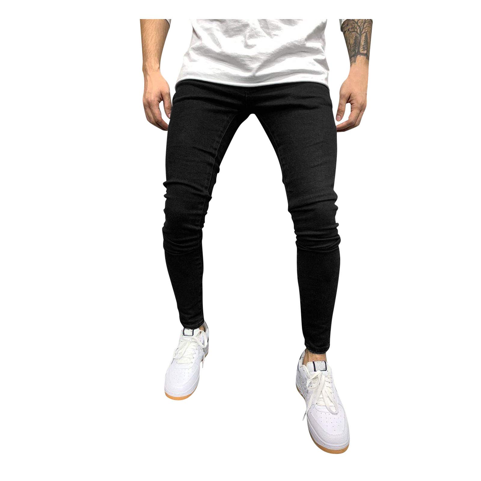 Men's Skinny Stretch Khaki Pants - Ripped Bell Bottom High Waisted Baggy Jeans for Casual Wear | Office, Street Style & Night Out Fashion