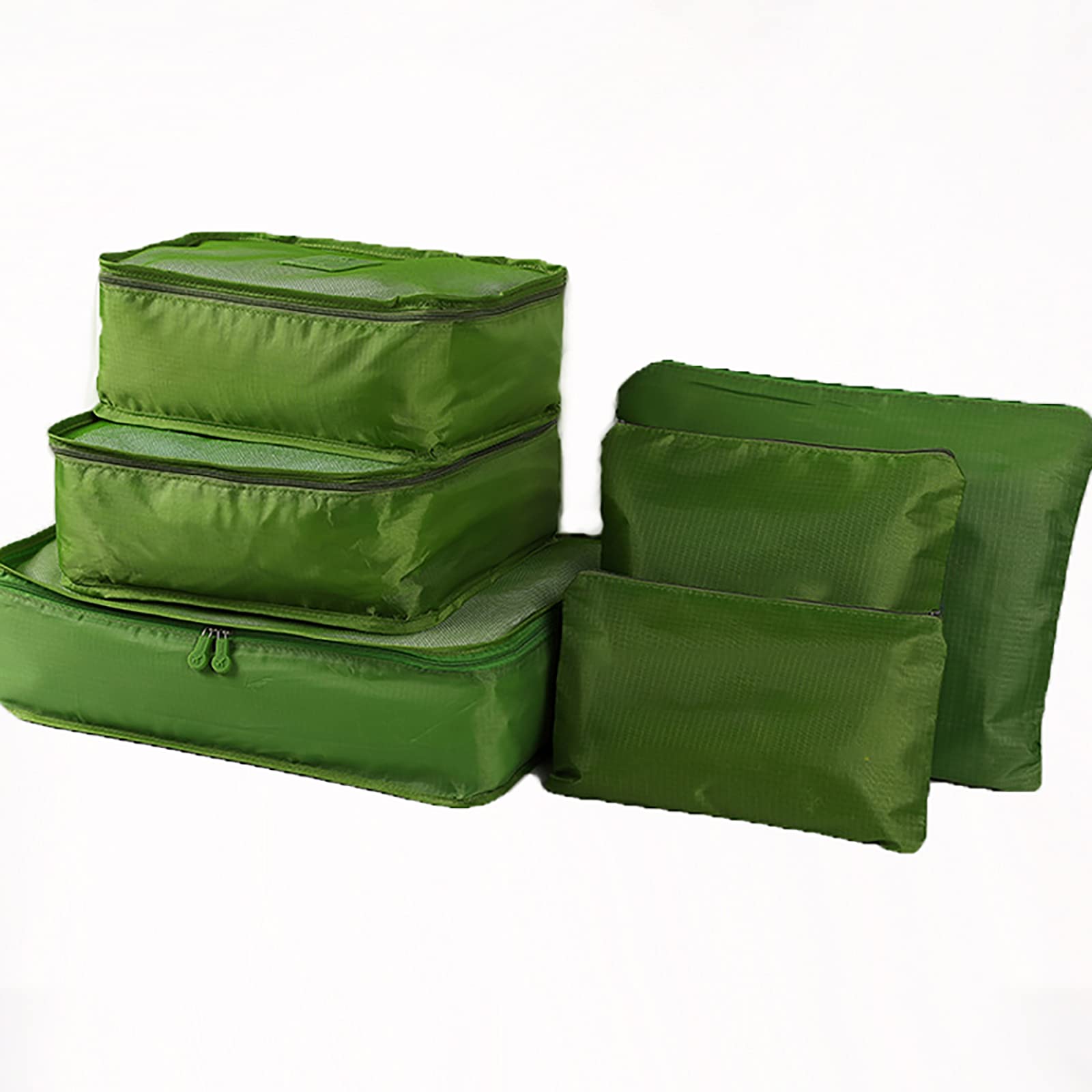 FVIWSJ 6-Piece Packing Cubes Set - Waterproof Travel Luggage Organizers with Shoe Storage Bag - Lightweight Packing Pouches for Suitcases - Perfect for Business Trips, Vacations & Weekend Getaways (Green)