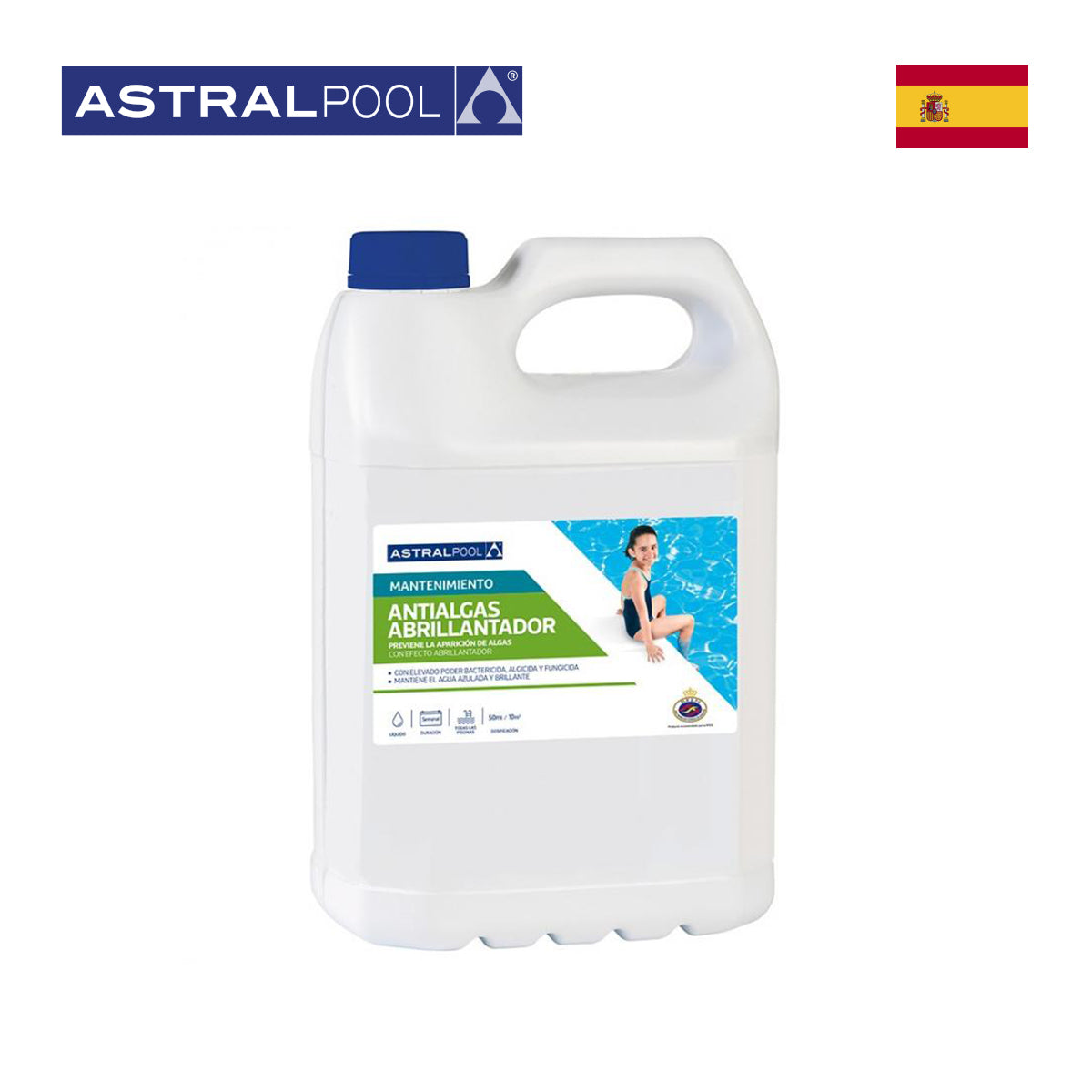 Best Pool Algaecide with Brightener – 5 Liter for Crystal Clear Swimming Pool Water | Effective Algae Treatment for Pools, Spas & Fountains