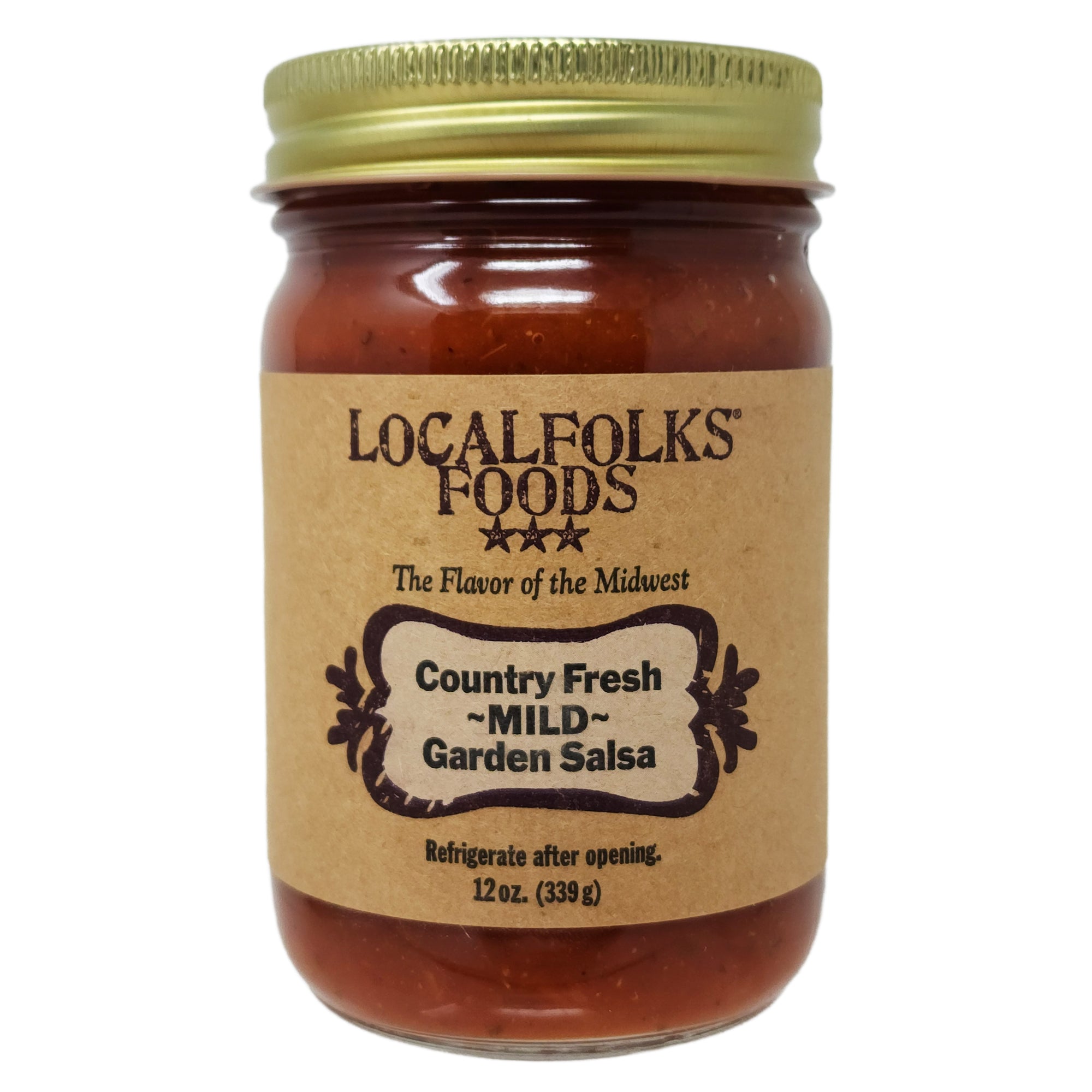 LocalFolks Foods Mild Garden Salsa - 12oz Jar of Fresh, Authentic Mexican Salsa - Perfect for Chips, Tacos, Nachos & Family Gatherings