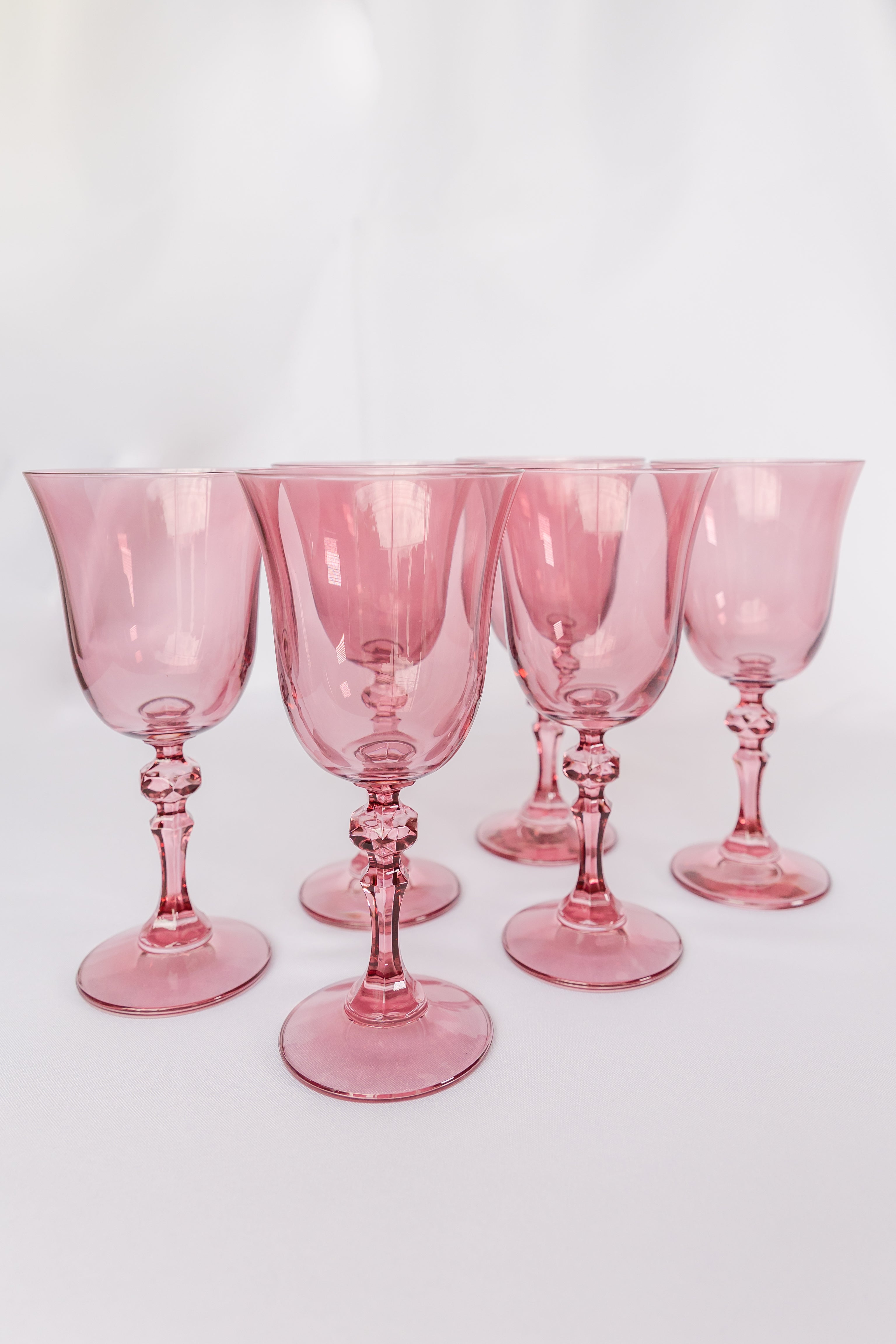 Estelle Colored Regal Goblet Set of 6 - Elegant Rose Wine Glasses for Fine Dining & Special Occasions