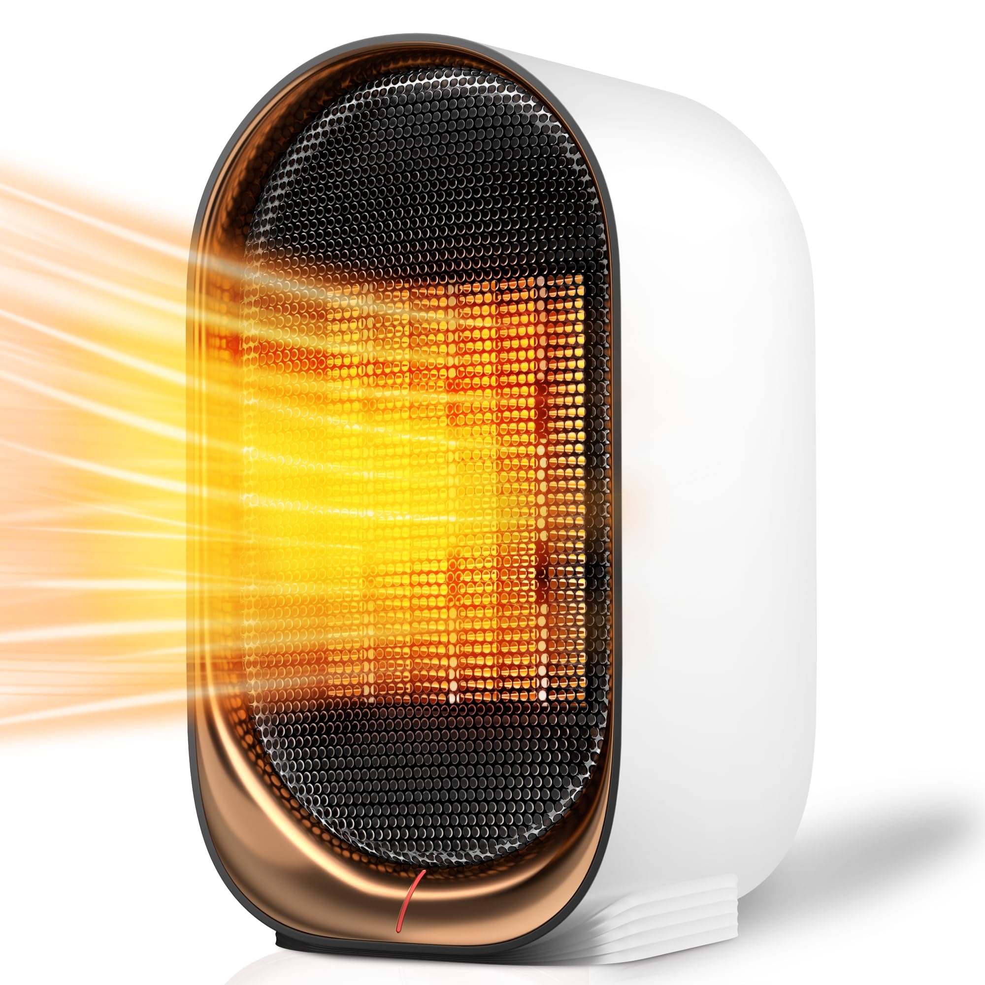 QQT Space Heater - Portable Mini Energy Efficient Heater with 2-Speed Fan, Adjustable Thermostat & Triple Protection - Perfect for Bedroom, Office & Indoor Use (White) | Stay Warm & Cozy in Winter