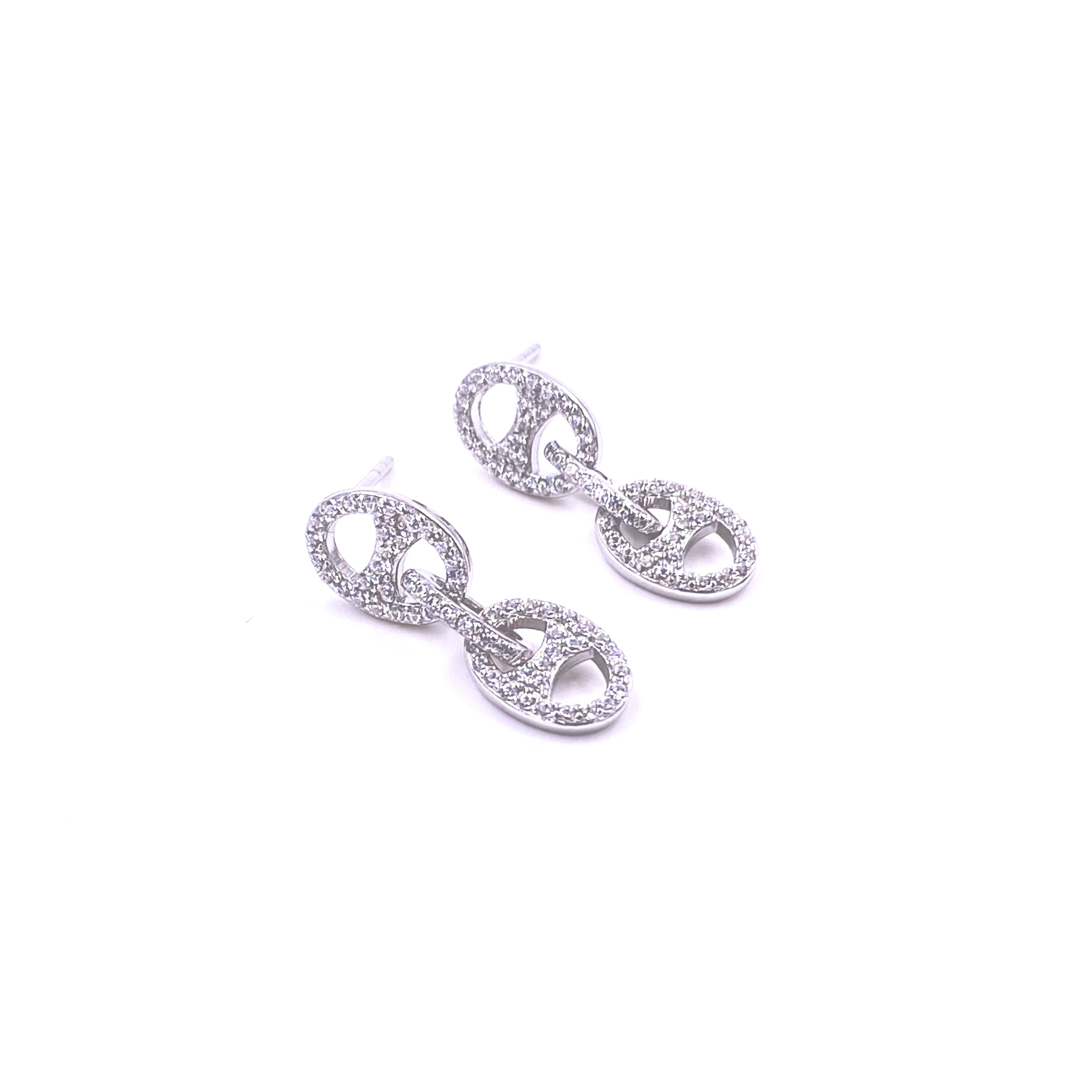Ashley Gold Sterling Silver Open End CZ 3 Chain Drop Earrings for Women - Elegant Dangle Jewelry for Party, Wedding & Evening Out