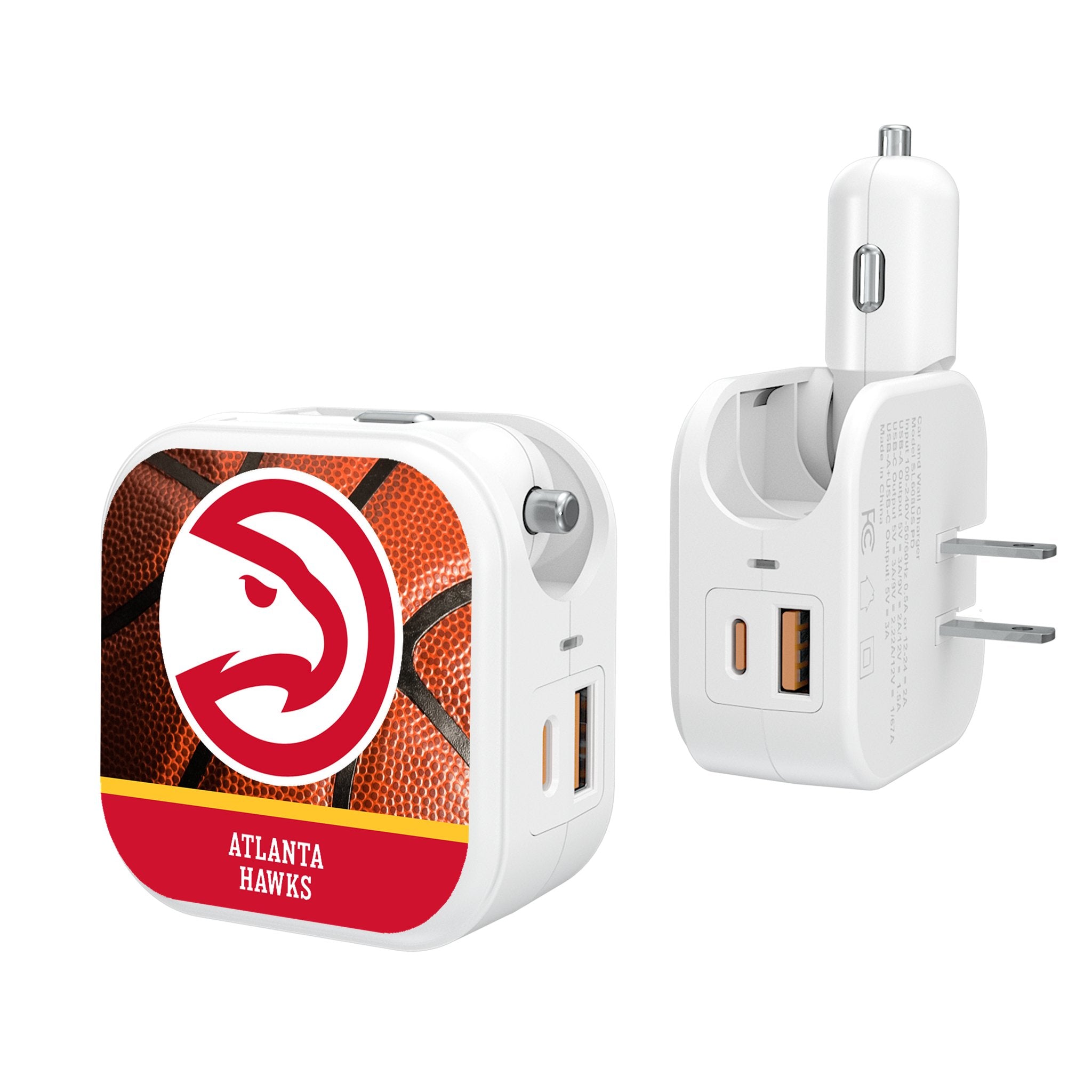 Atlanta Hawks NBA Team 2-in-1 USB Charger - Fast Charging Cable for Phone & Tablet - Perfect for Home, Office & Travel