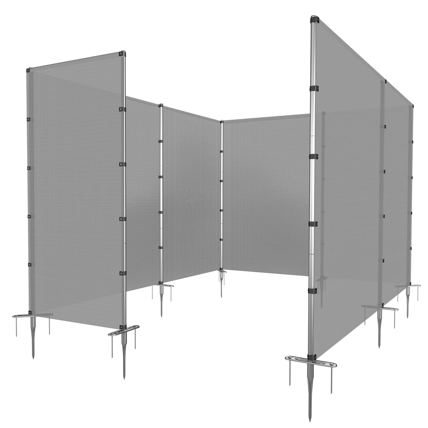 6'x31' Grey PATIO Outdoor Privacy Fence - Stainless Steel Poles, Freestanding Removable Barrier for Deck, Backyard & Garden | Dog Fencing & Chicken Protection with Spikes | Perfect for Patio Privacy, Pet Safety & Garden Security