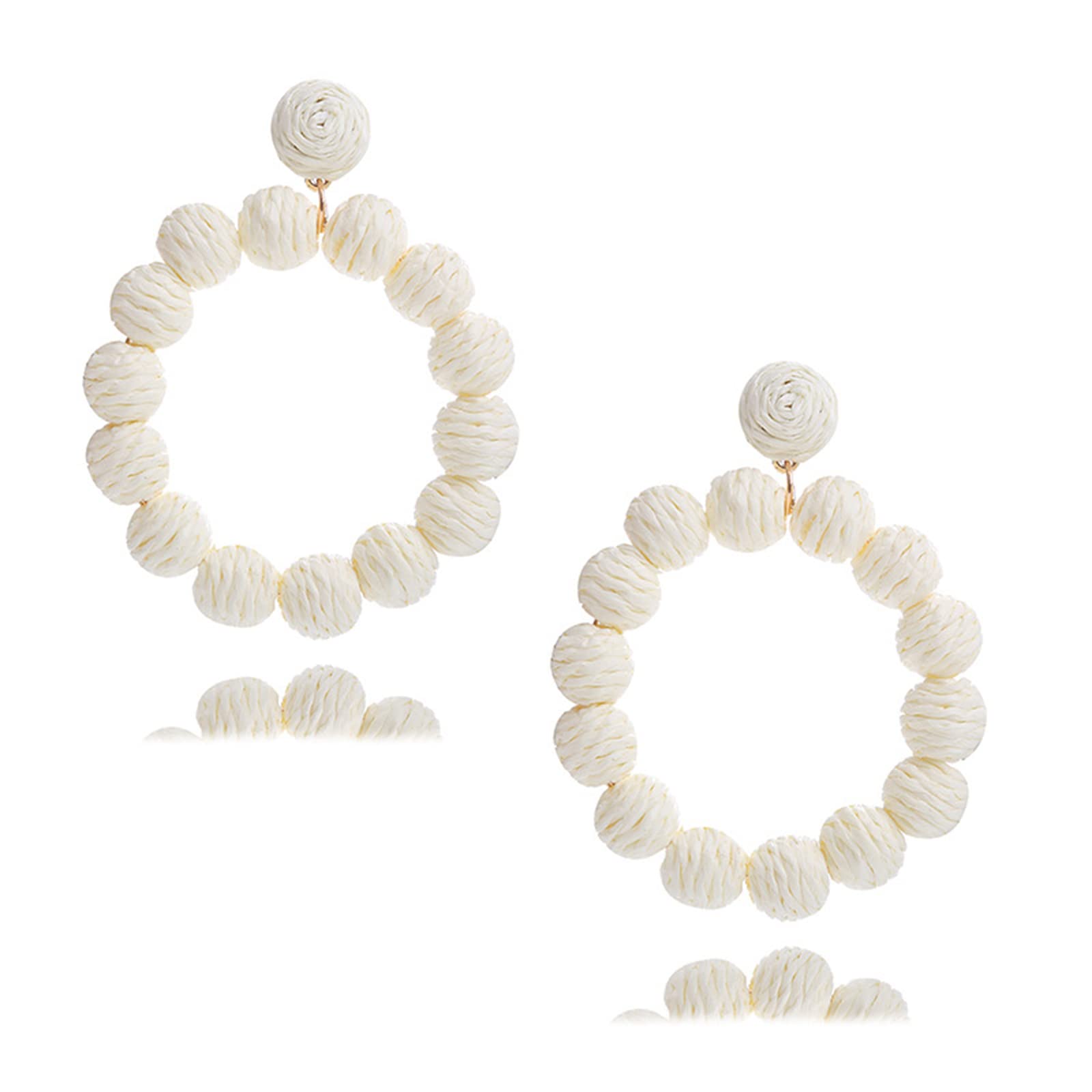 Handmade Bohemian Raffia Earrings for Women – Statement Rattan Ball Hoop Dangle Earrings | Braided Straw Wicker Summer Jewelry | Perfect Beach Accessories & Boho Chic Gifts for Her
