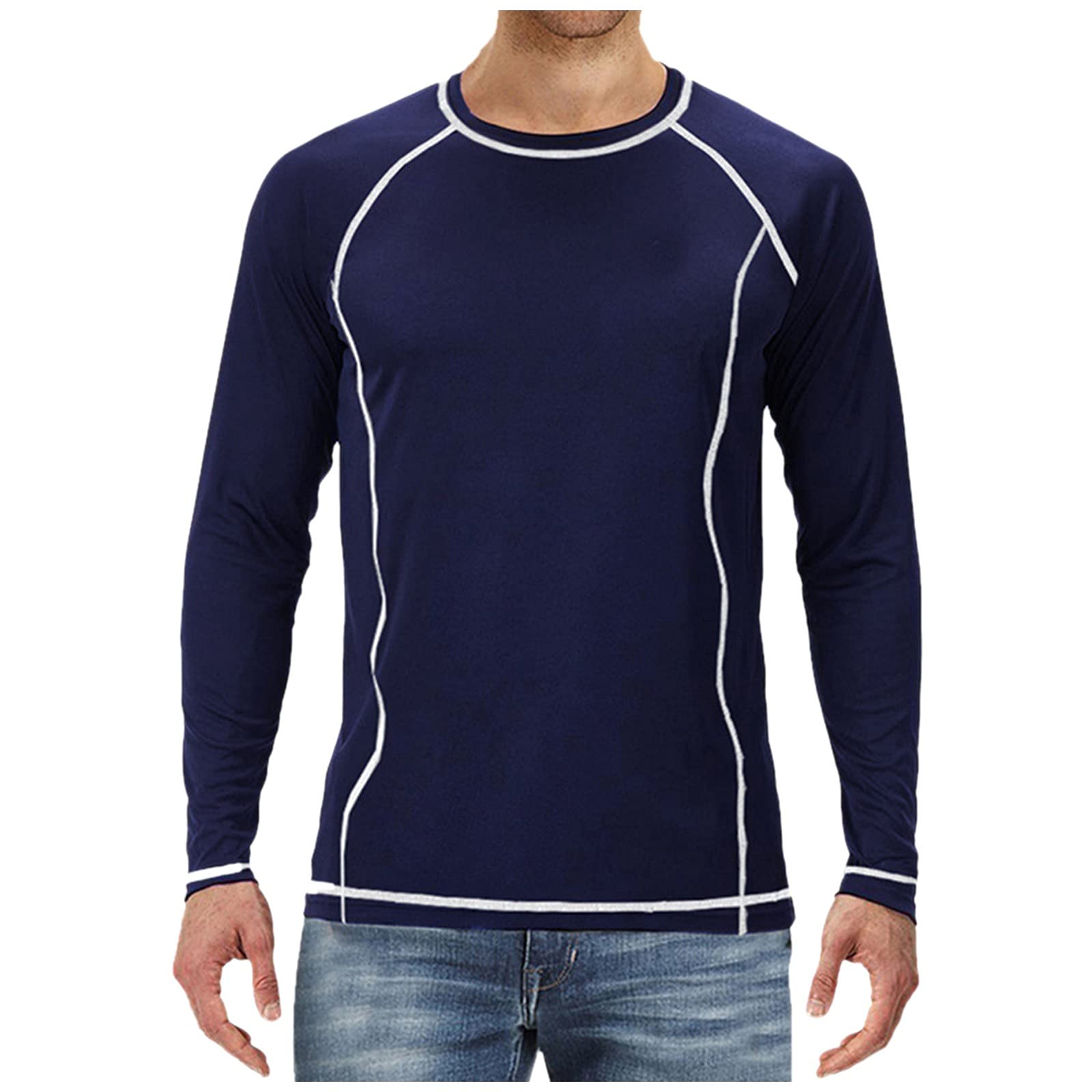Men's Long Sleeve Yoga T-Shirt - Breathable Workout Top with Stylish Print for Gym, Running & Fitness Training - Comfortable Athletic Shirt for Men