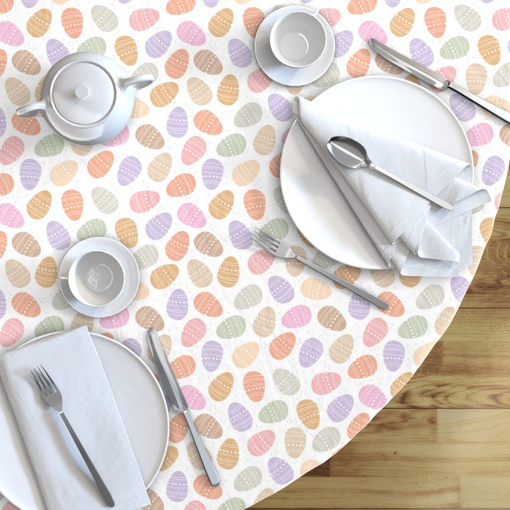 Custom Easter Eggs Boho Spring Vintage Pastel Retro Baby Print Cotton Sateen Tablecloth 90