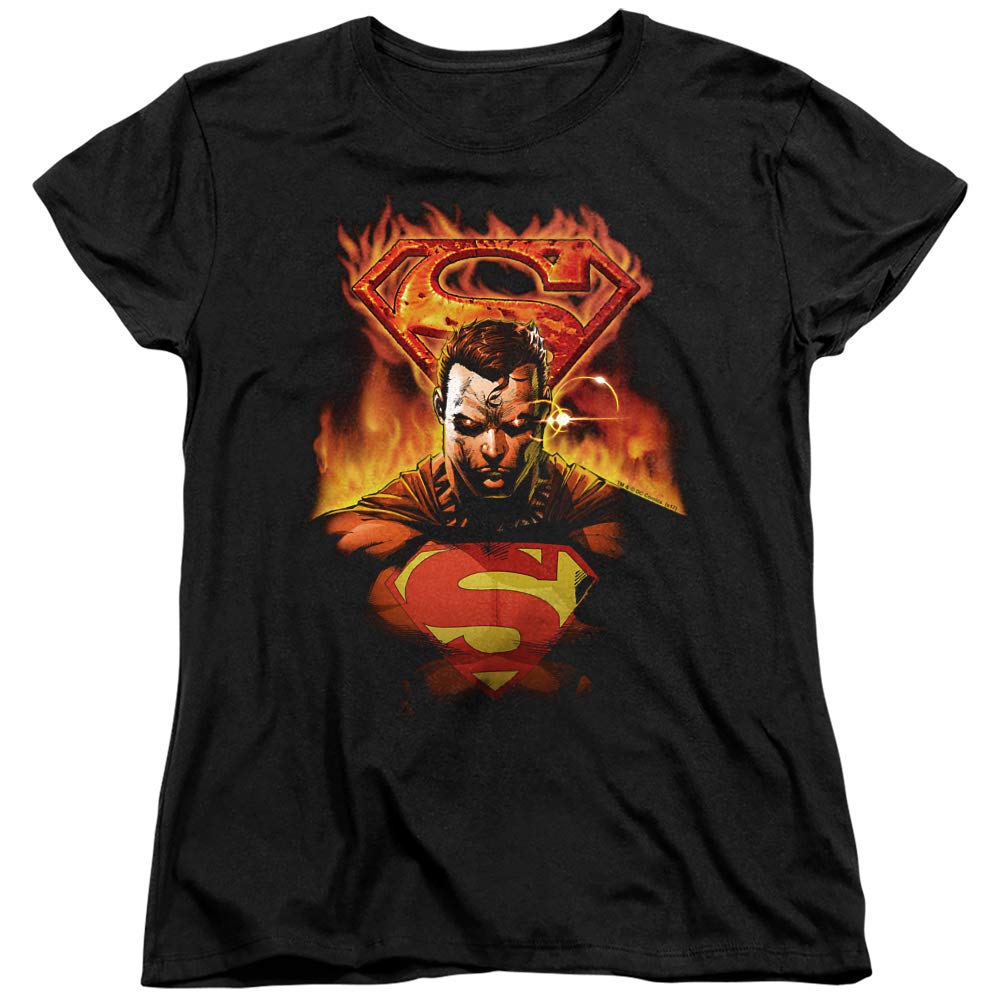 Superman Man On Fire Graphic Women's T-Shirt - Cool Superhero Tee for Casual Wear, Cosplay & Comic Con