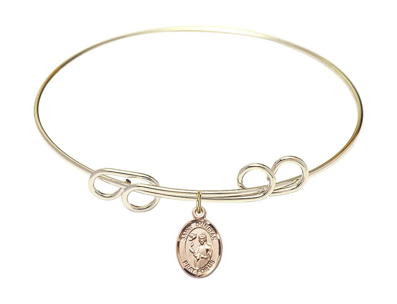 F A Dumont 8 Inch Round Double Loop Bangle Bracelet with St. Dunstan Charm - Elegant Jewelry for Women, Gift for Anniversary, Birthday & Special Occasions