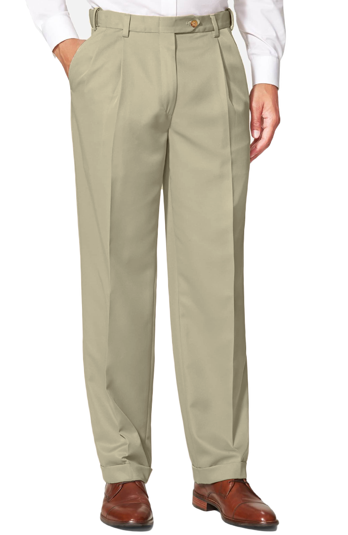 Premium Microfiber Performance Trousers for Men & Women - Taupe Pleated Pants with Regular Rise | Office Wear, Business Casual & Travel Pants