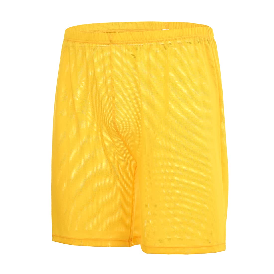 JINSHI Men's Breathable Mesh Boxer Shorts - Loose Fit Comfort Underwear for Lounge & Sleep - Yellow