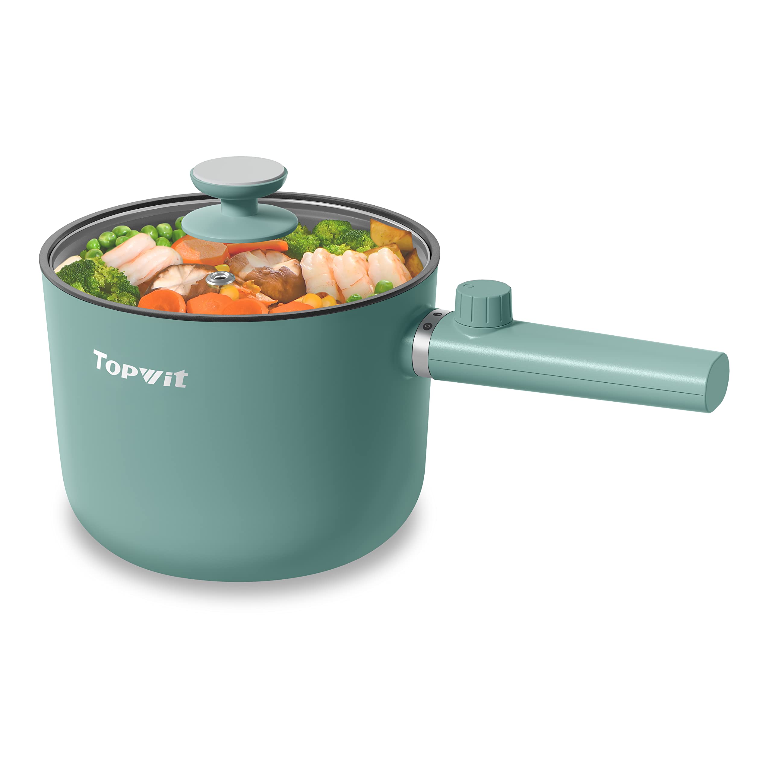 Topwit 1.5L Electric Hot Pot & Ramen Cooker - Portable Non-Stick Frying Pan for Pasta, Steak, Soup - BPA Free with Dual Power Control & Overheating Protection - Perfect for Dorm, Office, Camping & Small Kitchen Cooking