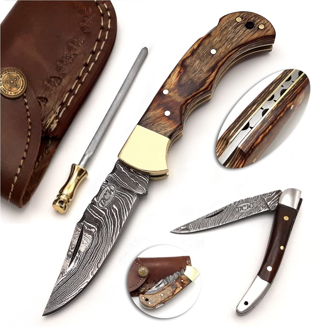 BCK 4-Piece Damascus Pocket Knife Set - 6.5