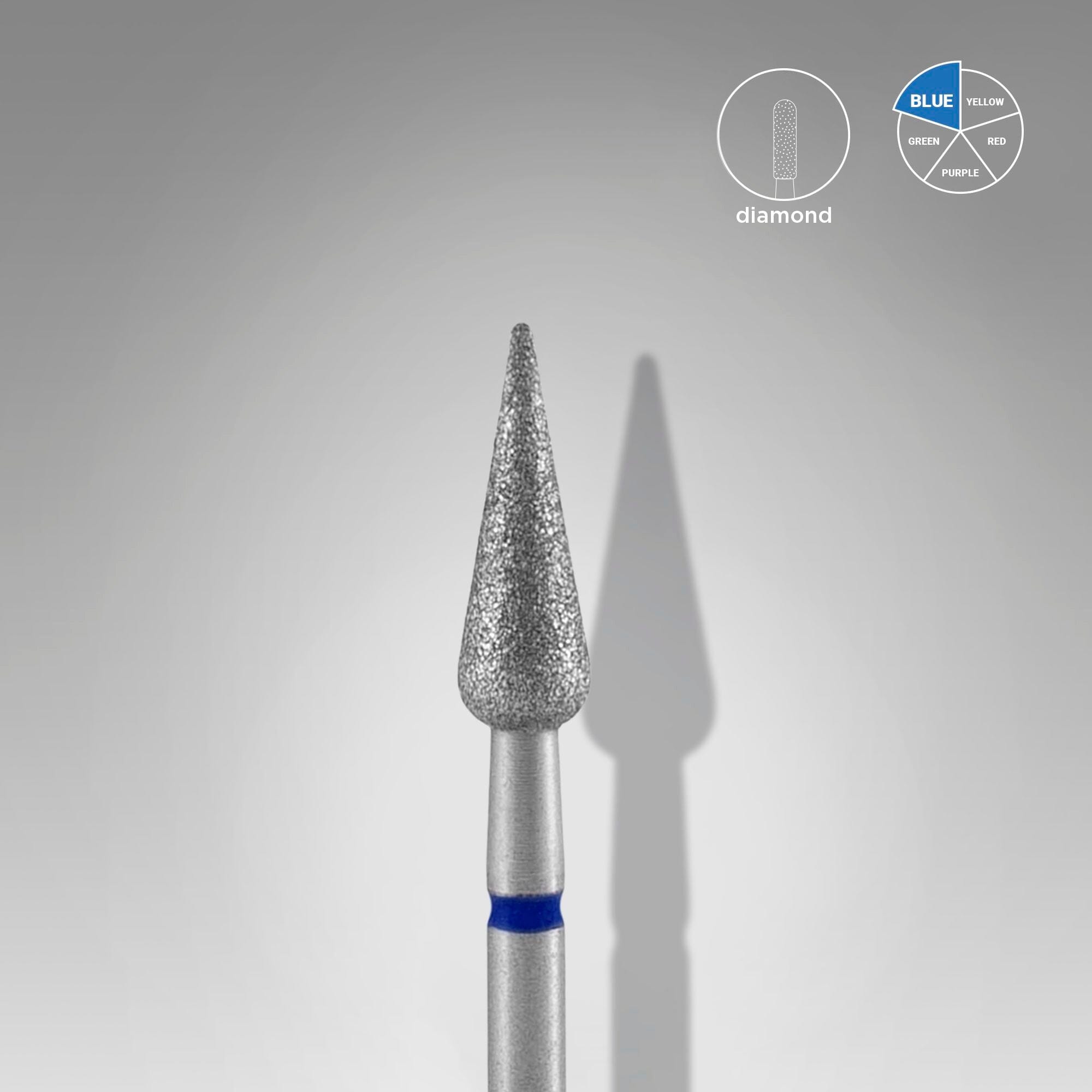 Staleks Diamond Nail Drill Bit - Pear Shape, 4mm, Blue - Perfect for Professional Manicures & Pedicures at Home or Salon