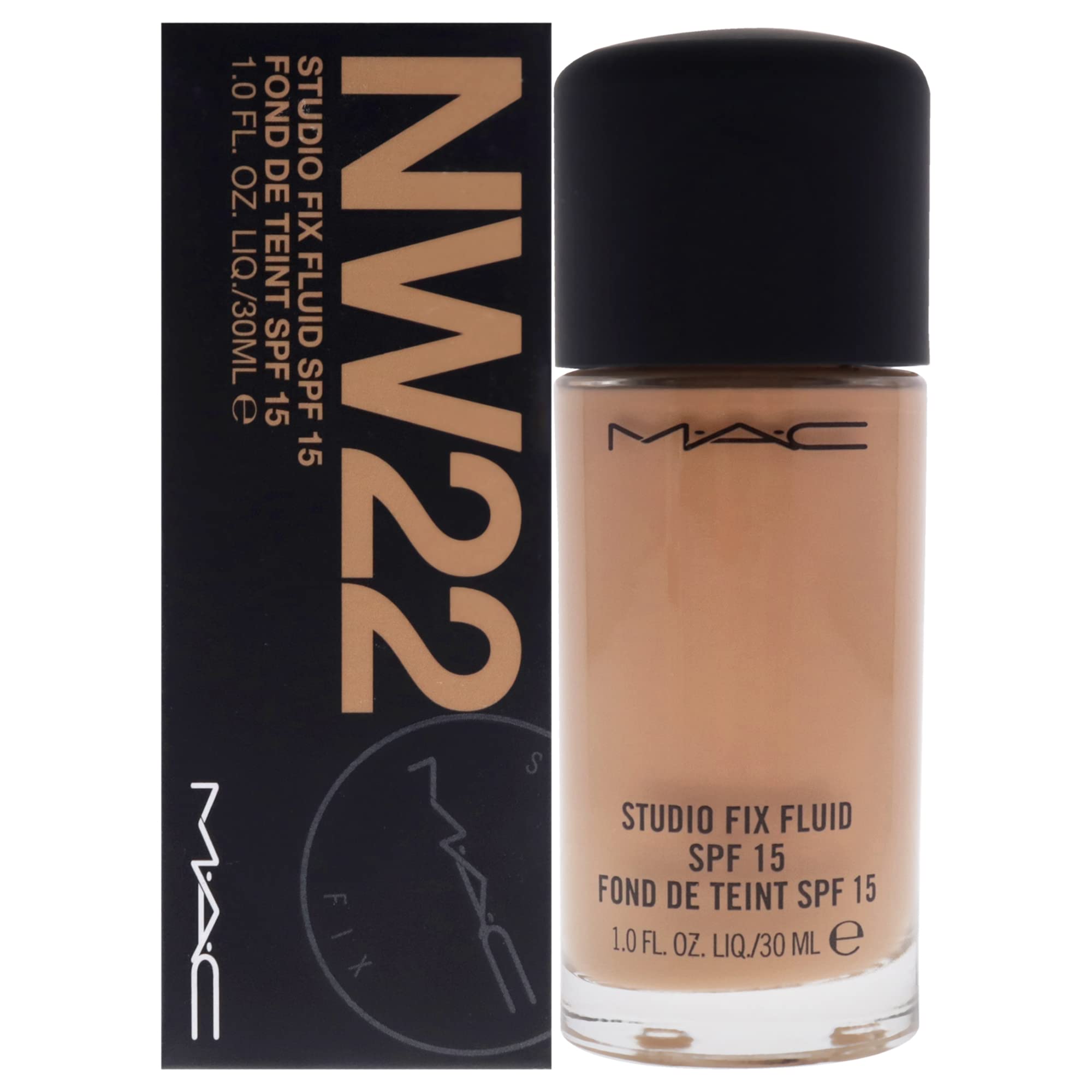 MAC Studio Fix Fluid SPF15 Foundation - NW22 Medium Cool - Longwear Matte Finish for Oily Skin | Perfect for Everyday Wear & Special Occasions