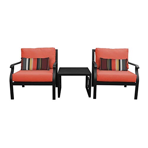 TK Classics Kathy Ireland Madison Ave. 3-Piece Aluminum Patio Furniture Set in Tangerine - Outdoor Dining Set for Garden, Poolside & Backyard Relaxation