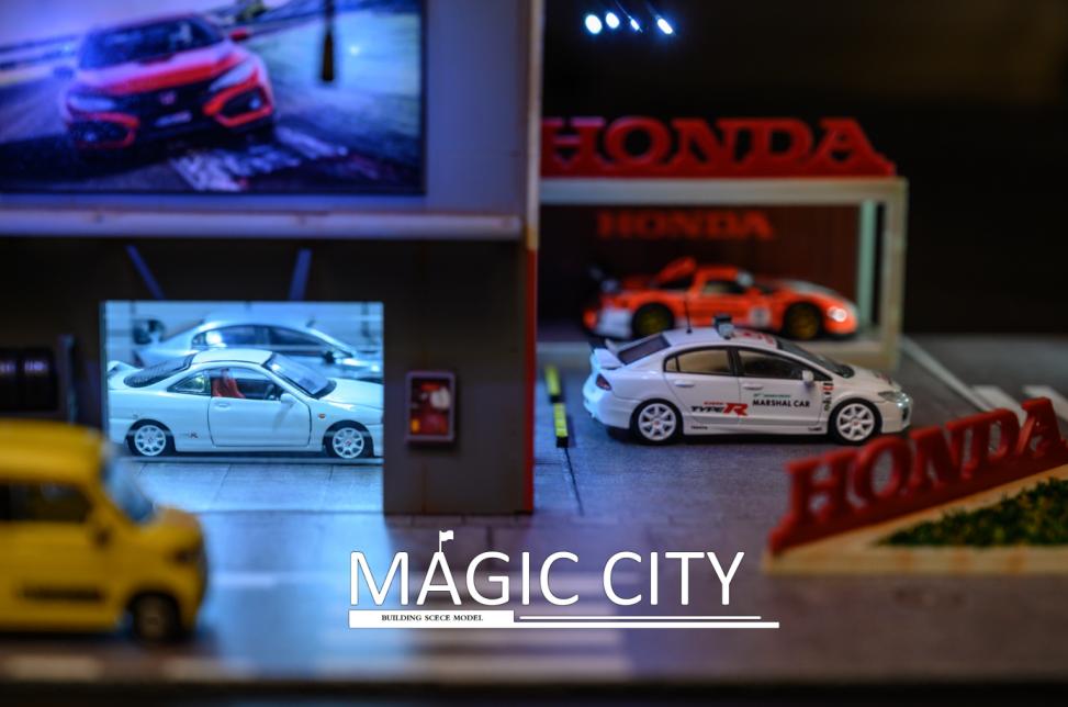 Honda Showroom Exhibition Hall Diorama - Miniature Car Display Model for Collectors & Enthusiasts - Perfect for Home Decor, Office Display & Model Car Collections