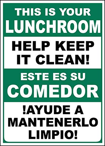 Bilingual Keep Your Lunchroom Clean Sign - 12x18 Inch Aluminum Traffic & Warehouse Sign, Weatherproof & Durable (0.04