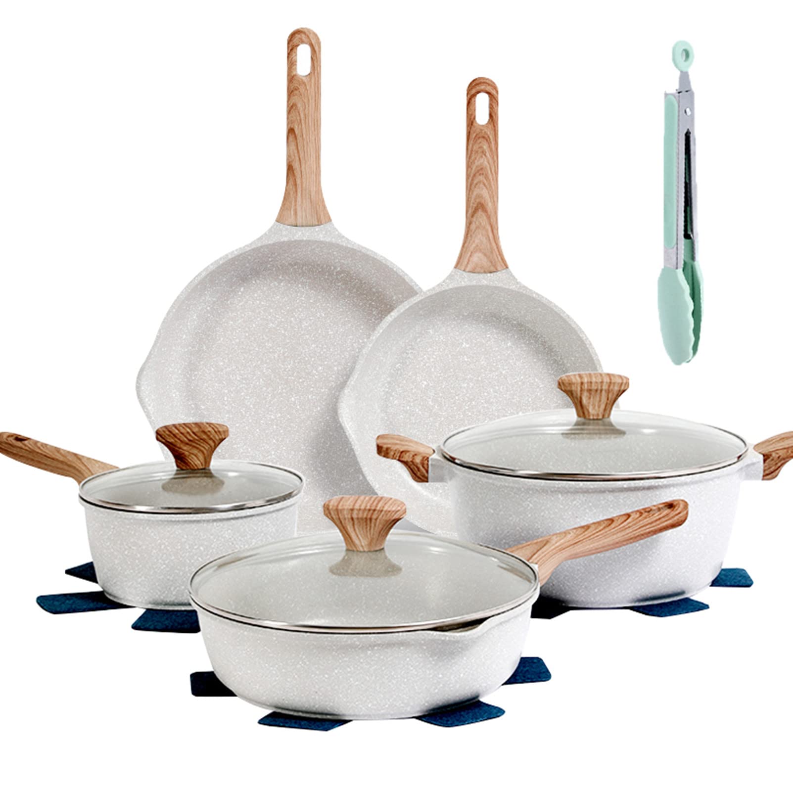 **KOLEX 12-Piece Nonstick Cookware Set – Granite Coated Pots & Pans with Frying Pans, Stockpots & Cooking Tools | Induction Compatible, PFOA-Free, White | Perfect for Home Cooking, Frying & Meal Prep**