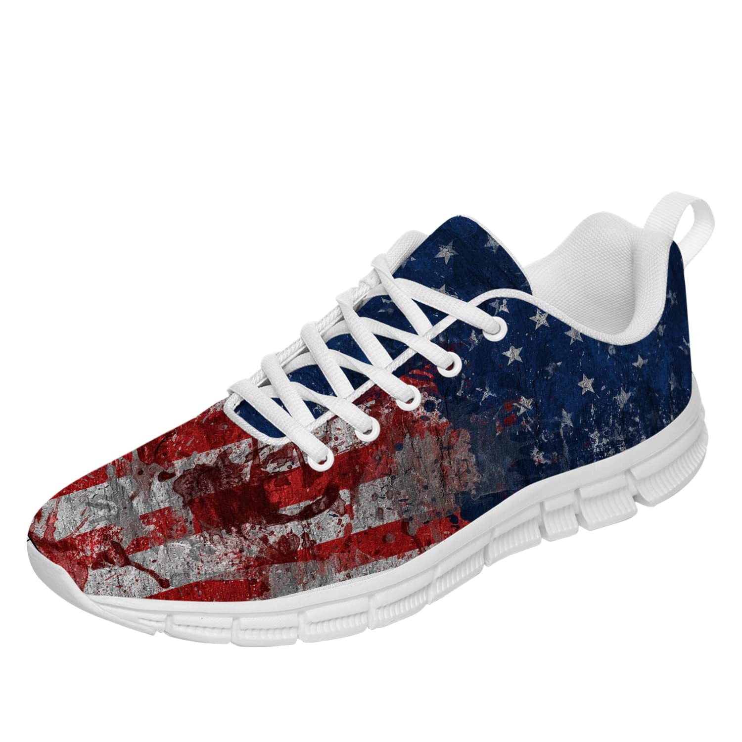 Patriotic American Flag Running Shoes - Lightweight Tennis & Walking Sneakers for Men & Women | Perfect 4th of July Gifts (Men's Size 6, Women's Size 8) | Ideal for Independence Day Celebrations, Casual Outings & Sports Activities