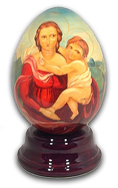 Madonna Hand Painted Reuge Musical Egg - Collectible Music Box with Clair de Lune & Multiple Song Options - Perfect for Home Decor, Gift Giving & Music Lovers