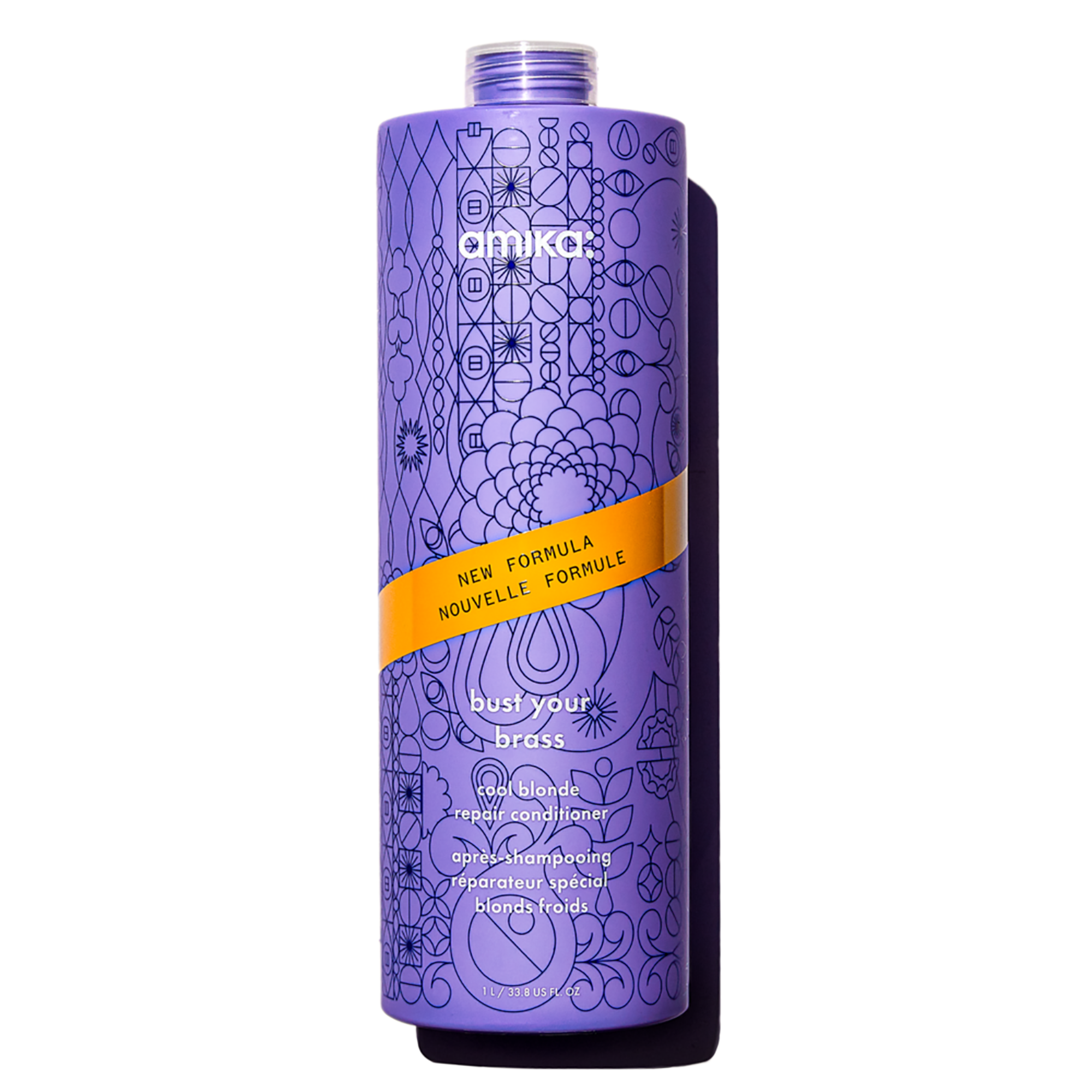 Amika Bust Your Brass Cool Blonde Conditioner - Purple Toning Treatment for Blonde & Gray Hair - Neutralizes Brassiness & Adds Shine - Perfect for Salon & Home Use