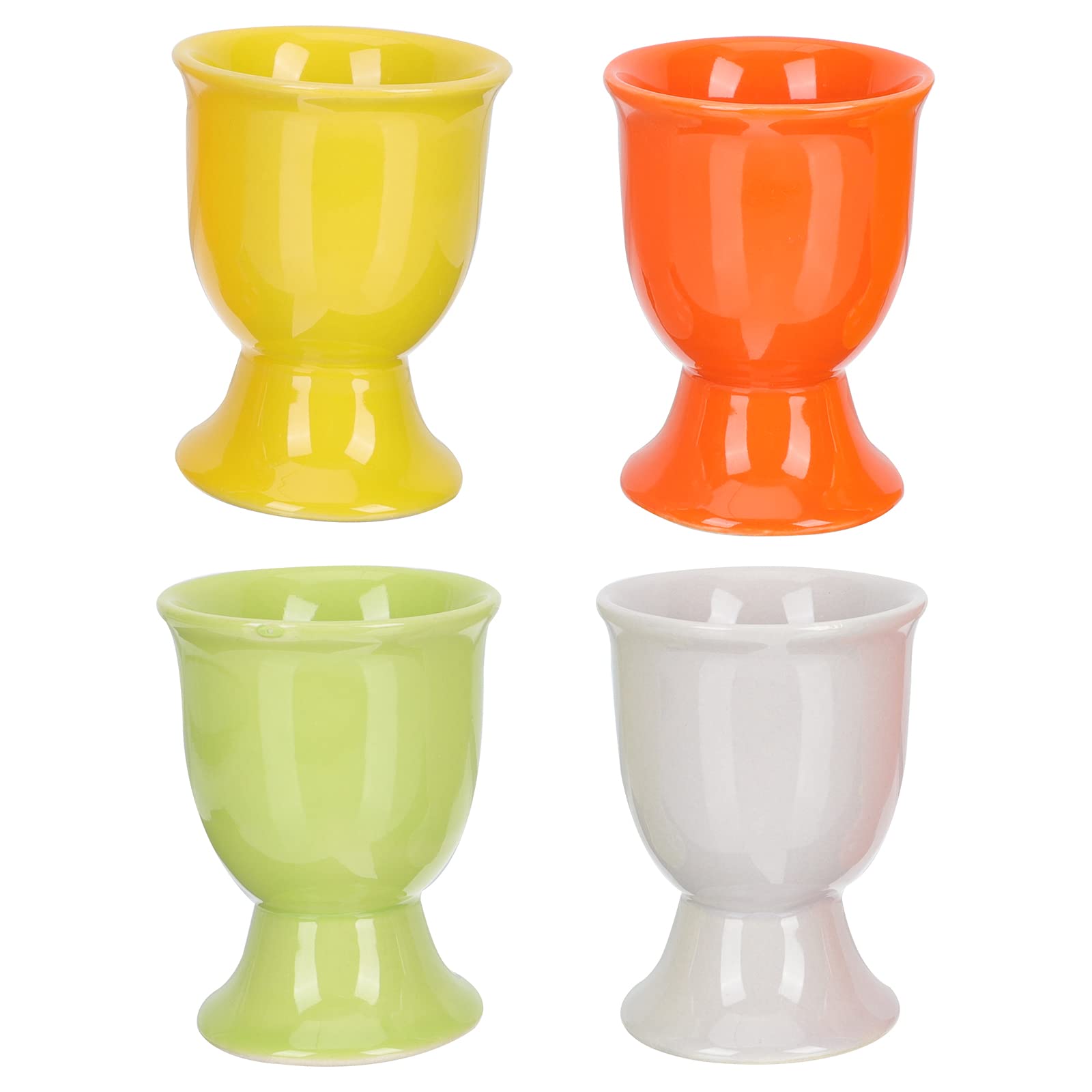 4-Piece Ceramic Boiled Egg Cup Set - Sturdy Egg Holders for Breakfast, Perfect for Soft/Hard Boiled Eggs - Ideal for Dining Tables, Brunch Parties & Kitchen Decor