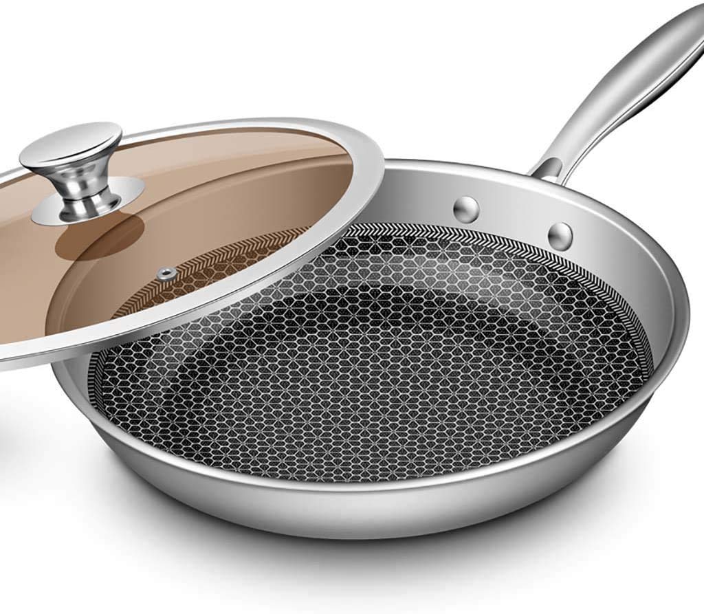 Premium 304 Stainless Steel Non-Stick Frying Pan - 24/26/28cm Induction Compatible Skillet for Gas & Electric Stoves - Perfect for Searing, Sautéing & Pancakes