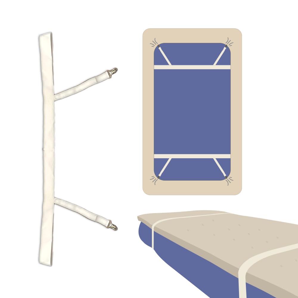 Bedly Straps - Twin XL Certified Bed Straps for Mattress Topper, College Dorm Essentials with Secure Clips - Perfect for Keeping Sheets in Place, Preventing Shifting During Sleep (Ideal for Dorms, Bunk Beds & Adjustable Beds)