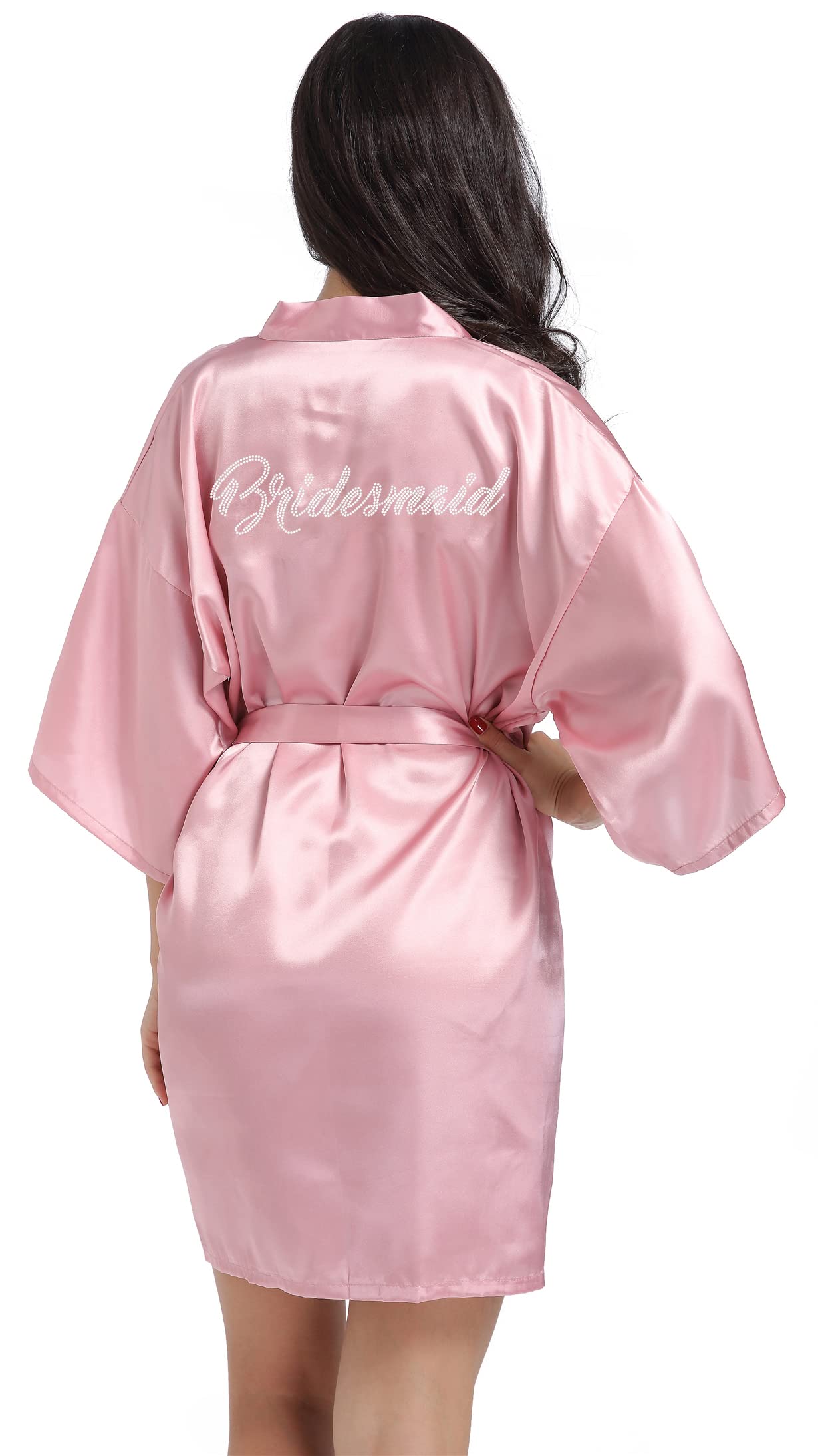 Bridesmaid Satin Robe with Rhinestones - Wedding Party Sleepwear & Loungewear