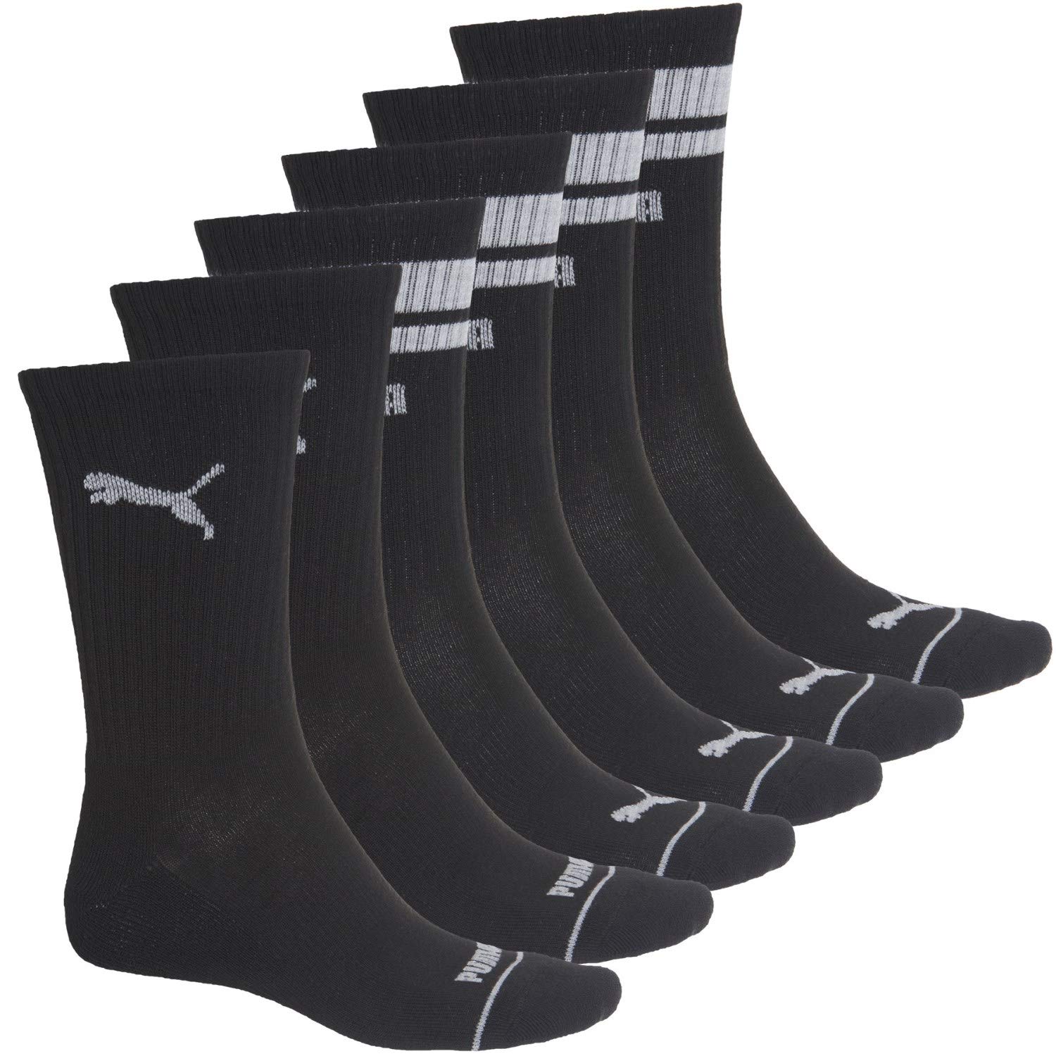 PUMA Men's Crew Socks 6-Pack - Athletic Performance Socks for Running, Gym & Everyday Wear - Comfortable & Breathable Cotton Blend Socks
