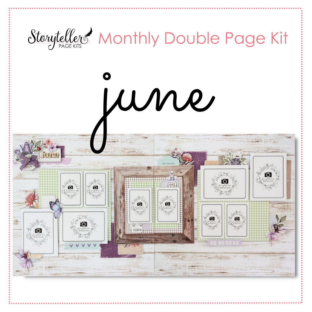 June 2025 Storyteller Scrapbook Page Kit - DIY Memory Album Supplies for Scrapbooking, Journaling & Photo Preservation - Perfect for Crafting, Gift Making & Special Occasions