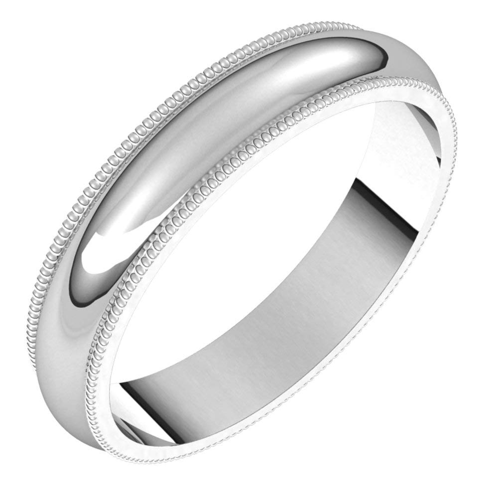 14K White Gold 4mm Milgrain Wedding Band Ring for Women - Size 9.5 - Elegant Bridal Jewelry for Engagement, Anniversary & Special Occasions