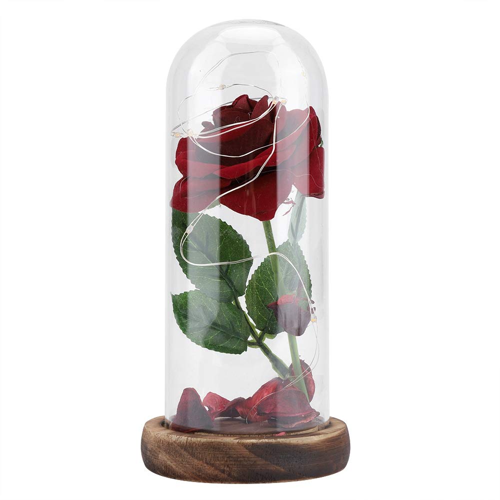 Little Prince Rose - Preserved Eternal Rose Flower with LED Lights in Glass Dome, Romantic Gift for Girlfriend, Valentine's Day, Mother's Day - Perfect for Anniversary, Wedding, Home Decor & Special Occasions