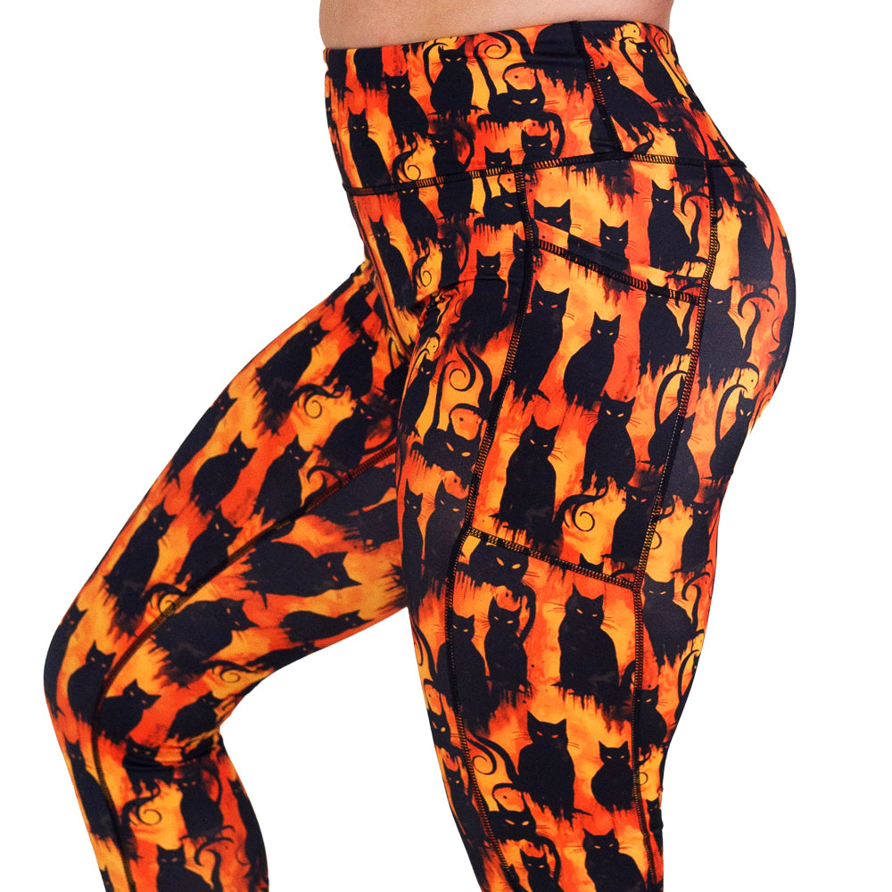 Funny Cat Print Leggings - Comfortable & Stretchy Women's Yoga Pants for Halloween, Cosplay & Everyday Wear