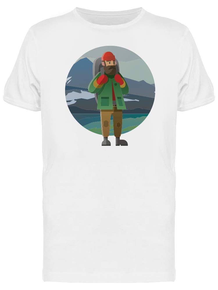 Smartprints Bearded Man Climbing Graphic T-Shirt for Men - White Cotton Tee - Perfect for Outdoor Adventures & Casual Wear