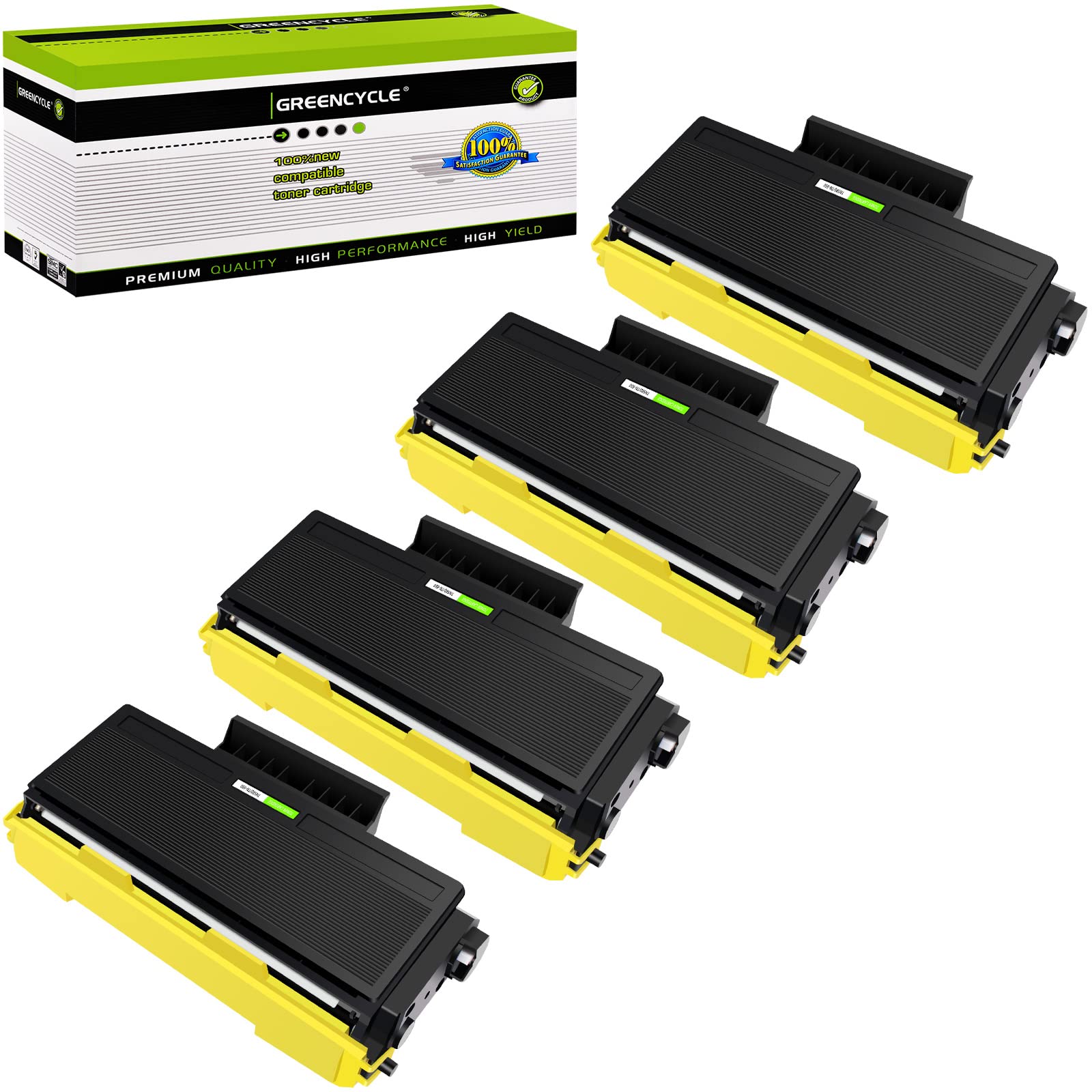 GREENCYCLE 4 Pack TN650 Black Toner Cartridge - Compatible with Brother HL-5370DW HL-5370DWT MFC-8690DW Laser Printers | High-Yield Replacement | Perfect for Office & Home Printing Needs
