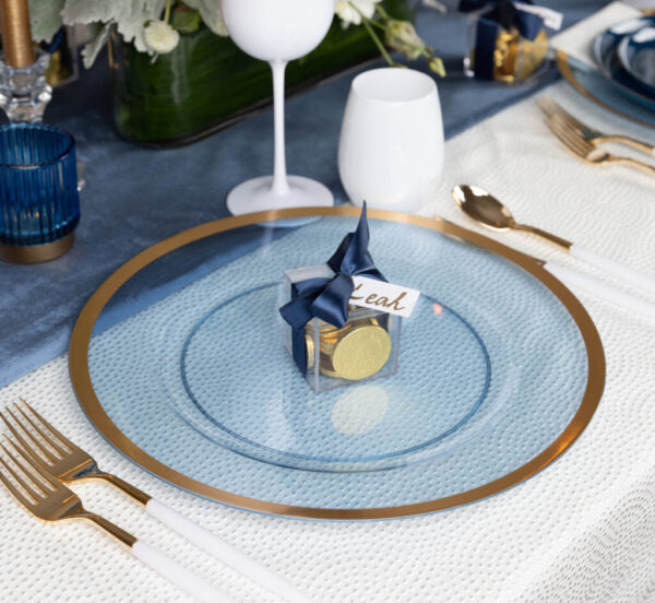 Blue and Gold Rim Charger Plates 13