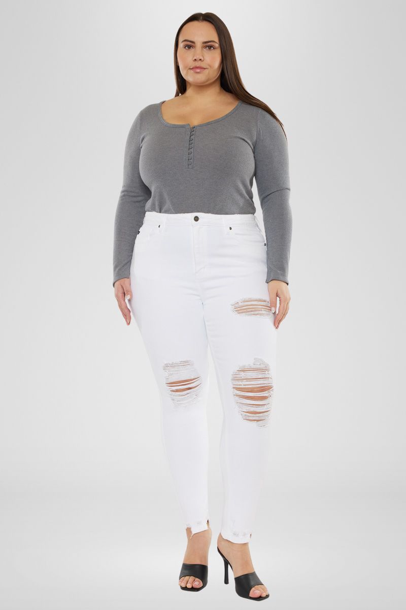 Kristy High Rise Slim Straight Jeans for Women - Plus Size Denim Pants with Stretch, Comfort Fit - Perfect for Casual Wear, Office & Everyday Outfits
