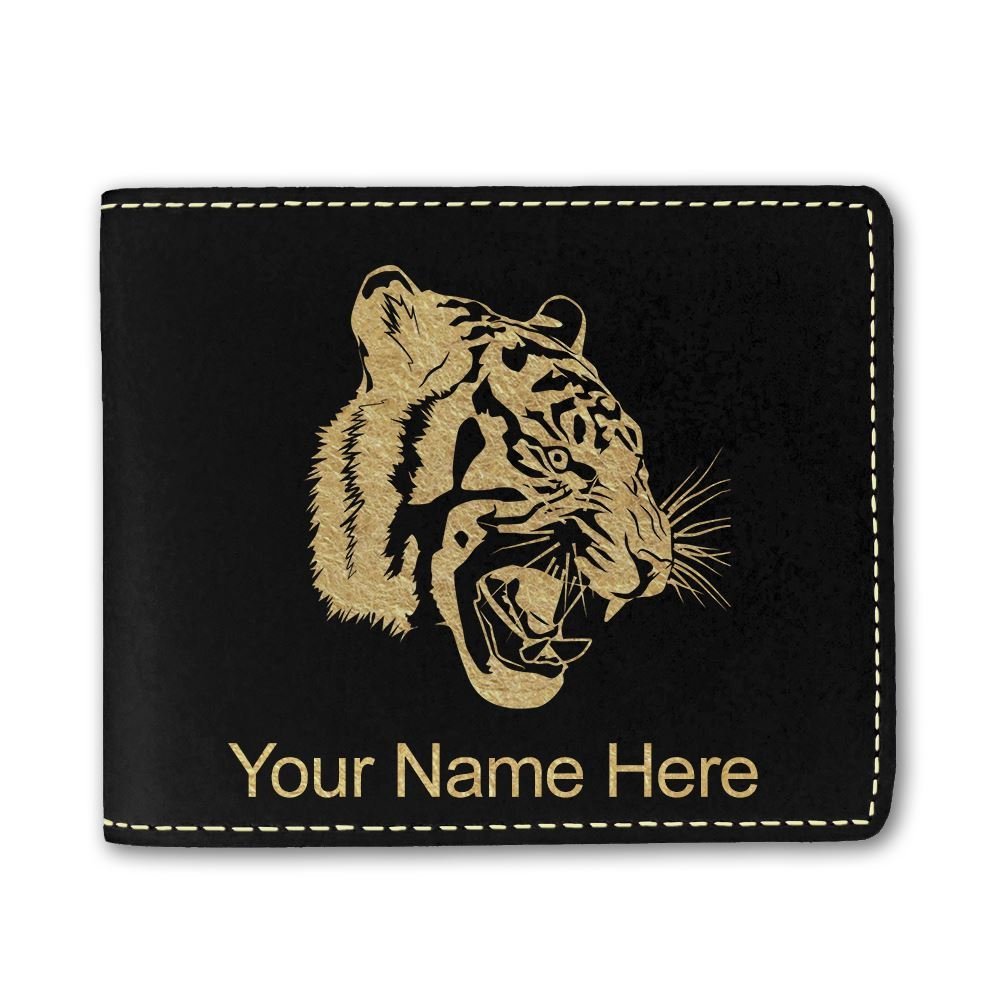 Custom Engraved Faux Leather Wallet with Tiger Head Design - Perfect for Gifts, Travel & Everyday Use